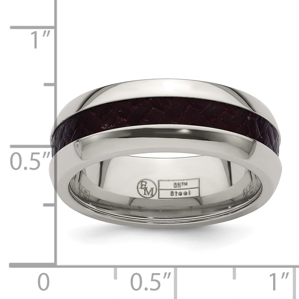 Edward Mirell Stainless Steel Red Carbon Fiber 8mm Band