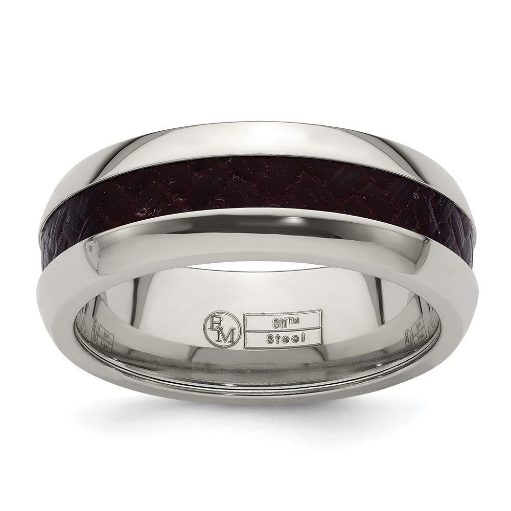 Edward Mirell Stainless Steel Red Carbon Fiber 8mm Band