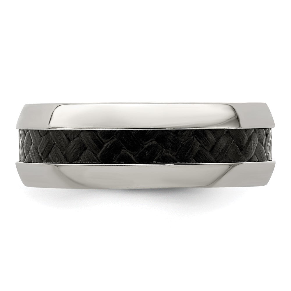 Edward Mirell Stainless Steel Black Carbon Fiber 8mm Band