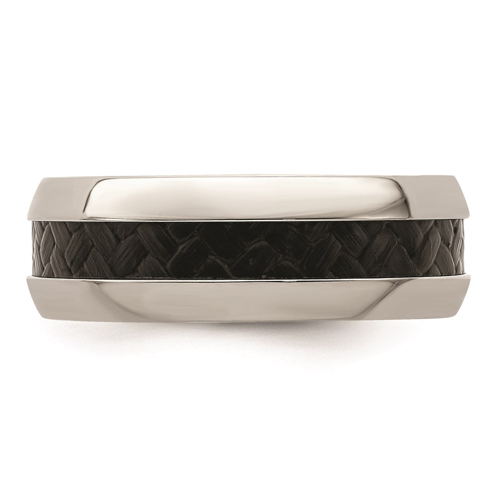 Edward Mirell Stainless Steel Black Carbon Fiber 8mm Band