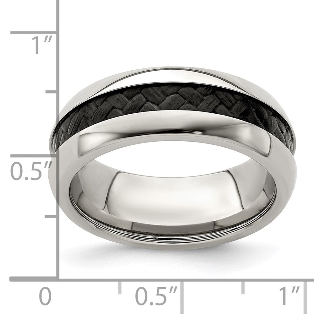 Edward Mirell Stainless Steel Black Carbon Fiber 8mm Band