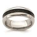 Edward Mirell Stainless Steel Black Carbon Fiber 8mm Band