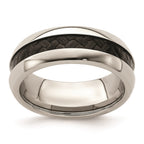 Edward Mirell Stainless Steel Black Carbon Fiber 8mm Band