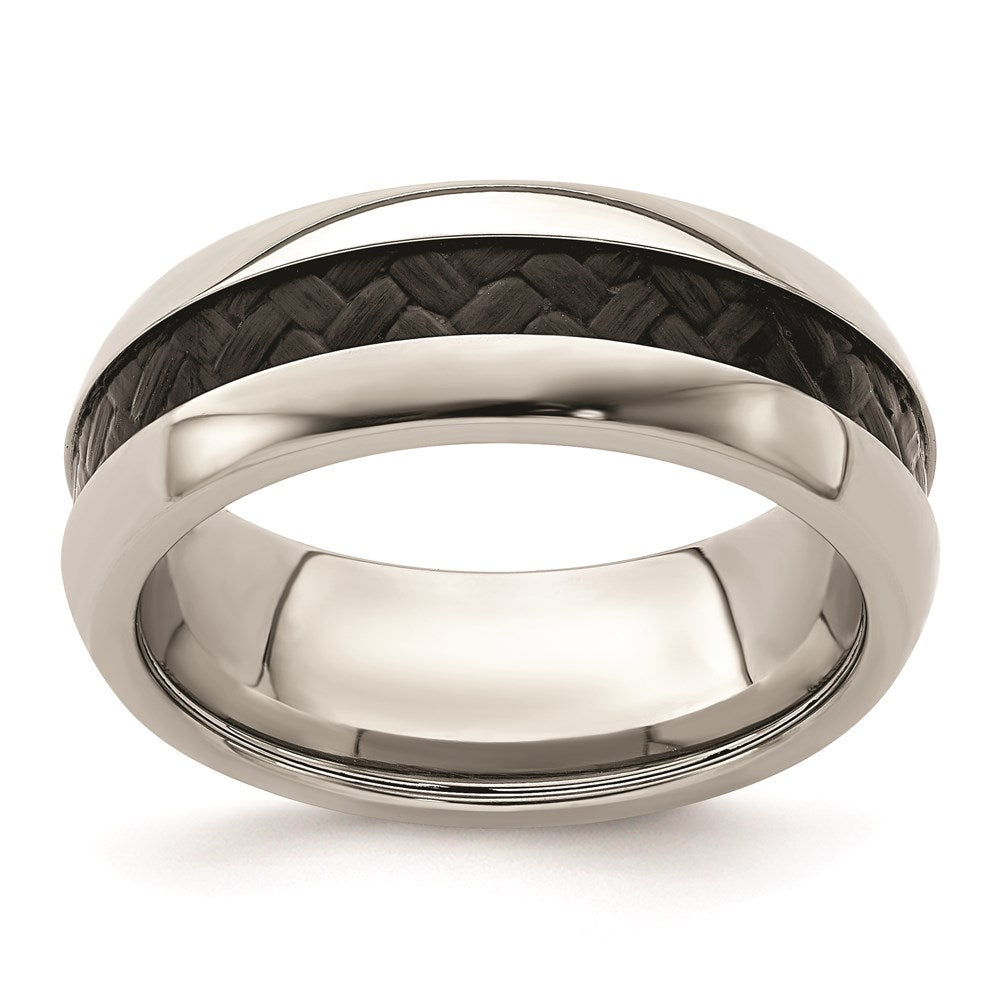 Edward Mirell Stainless Steel Black Carbon Fiber 8mm Band