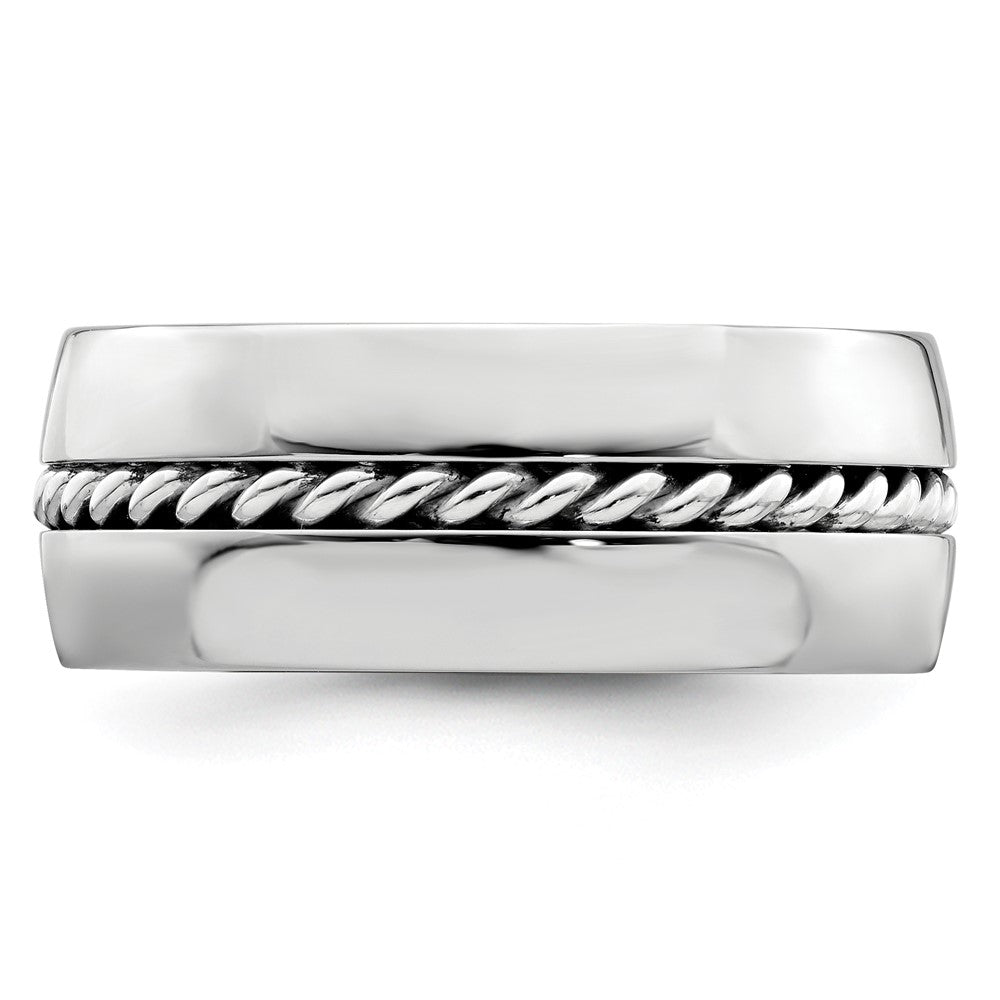 Edward Mirell Polished Cobalt with Sterling Silver Rope Inlay 9mm Band