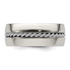 Edward Mirell Polished Cobalt with Sterling Silver Rope Inlay 9mm Band