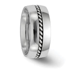 Edward Mirell Polished Cobalt with Sterling Silver Rope Inlay 9mm Band