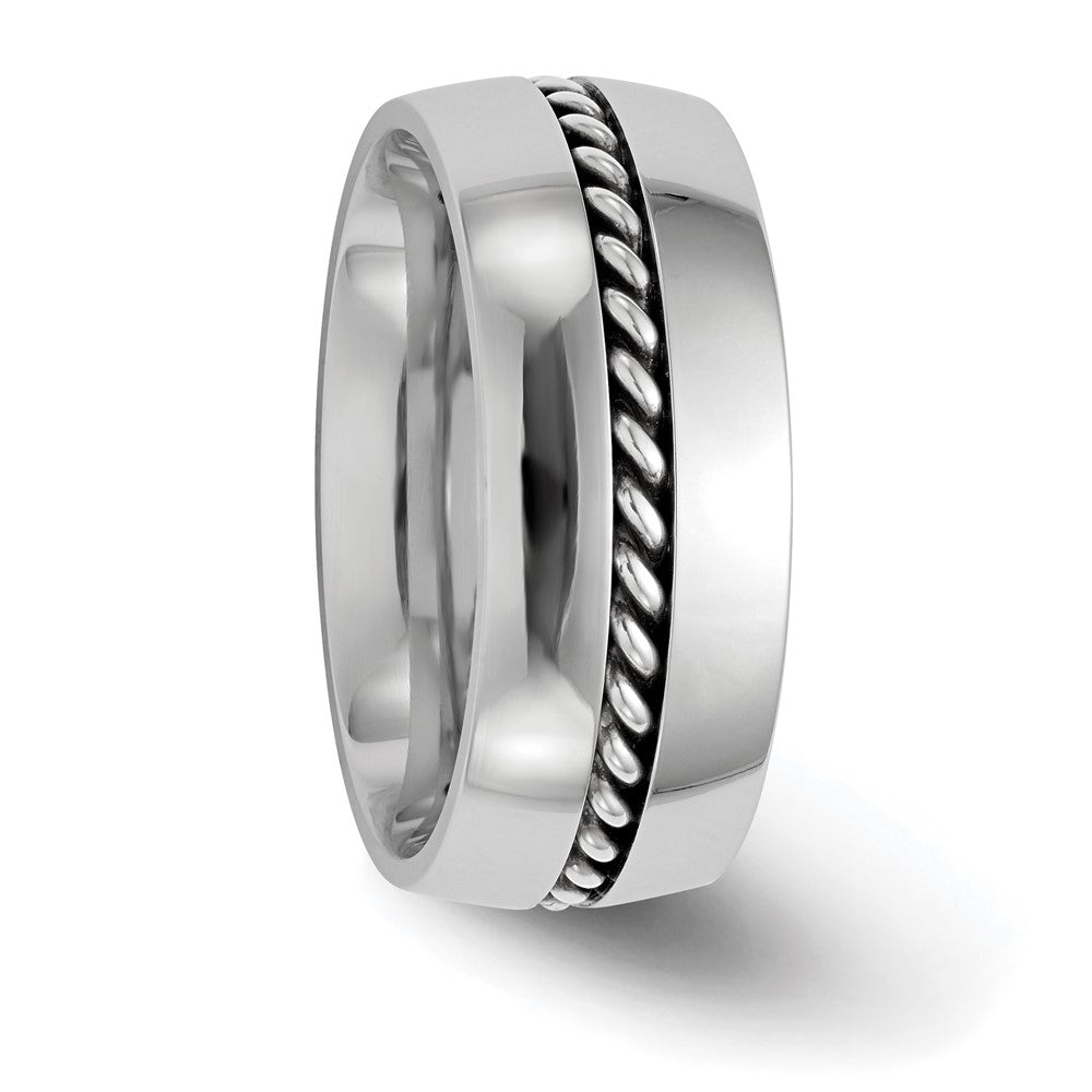Edward Mirell Polished Cobalt with Sterling Silver Rope Inlay 9mm Band