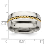 Edward Mirell Polished Cobalt with Sterling Silver Rope Inlay 9mm Band