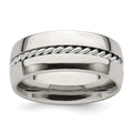 Edward Mirell Polished Cobalt with Sterling Silver Rope Inlay 9mm Band