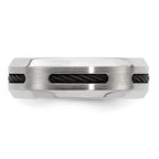 Edward Mirell Brushed/Polished Cobalt with Black Cable Accent 7mm Band