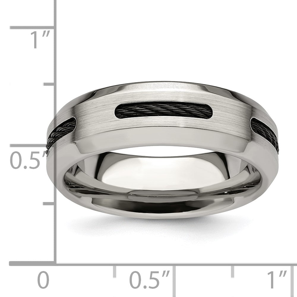Edward Mirell Brushed/Polished Cobalt with Black Cable Accent 7mm Band