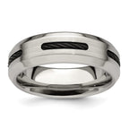 Edward Mirell Brushed/Polished Cobalt with Black Cable Accent 7mm Band