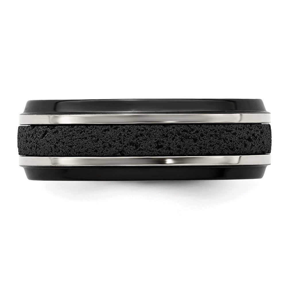 Edward Mirell Black Ti Stepped w/Black Crete Insert 8mm Band