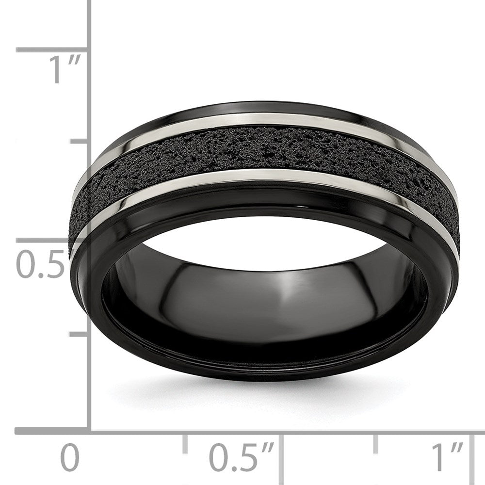 Edward Mirell Black Ti Stepped w/Black Crete Insert 8mm Band