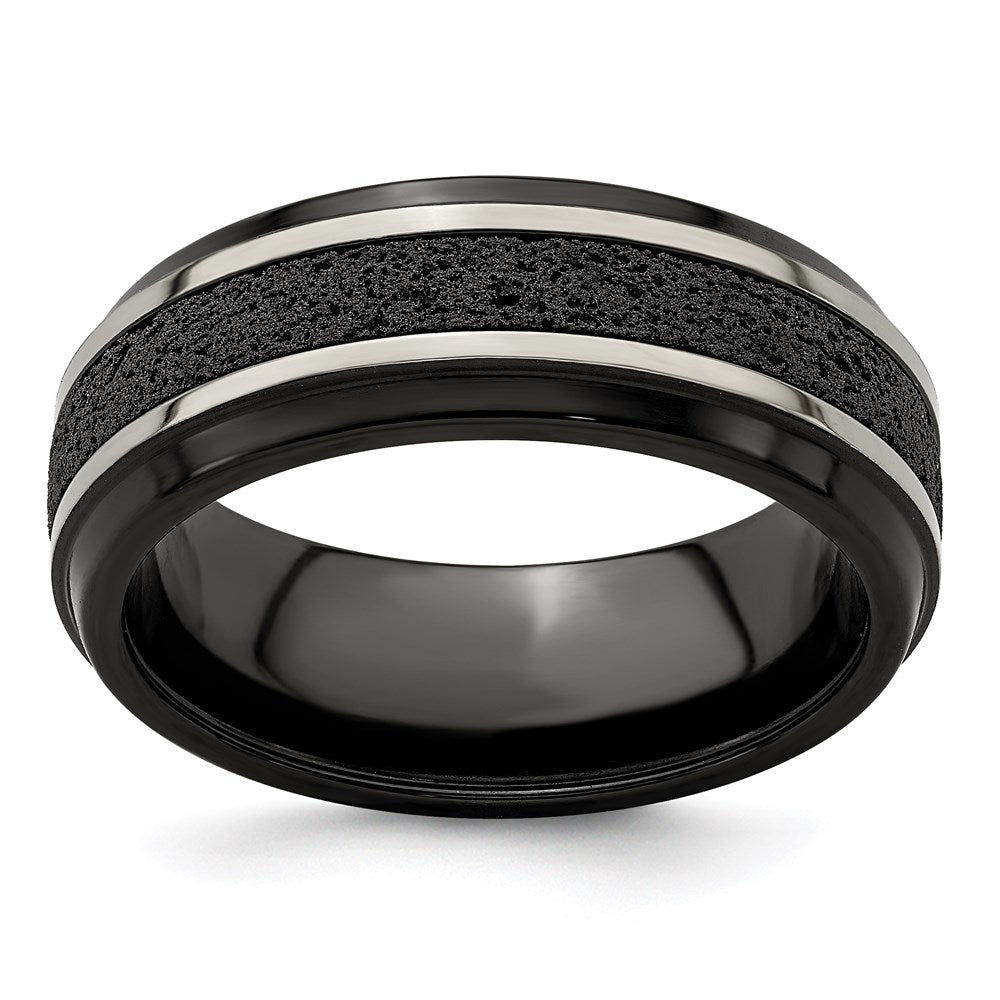 Edward Mirell Black Ti Stepped w/Black Crete Insert 8mm Band