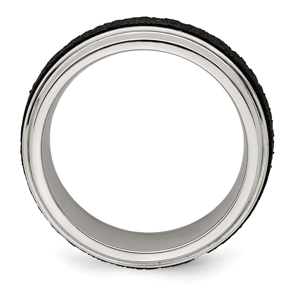 Edward Mirell Stainless Steel w/ Black Crete Inlay Stepped 8mm Band