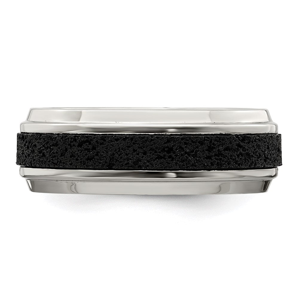 Edward Mirell Stainless Steel w/ Black Crete Inlay Stepped 8mm Band