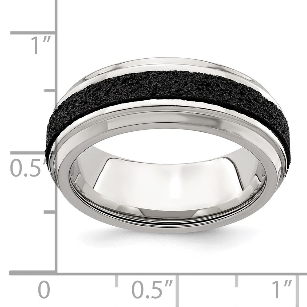Edward Mirell Stainless Steel w/ Black Crete Inlay Stepped 8mm Band