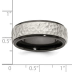 Edward Mirell Black Ti with Hammered Argentium Sterling Silver Center Step Edge 8mm Band