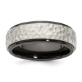 Edward Mirell Black Ti with Hammered Argentium Sterling Silver Center Step Edge 8mm Band