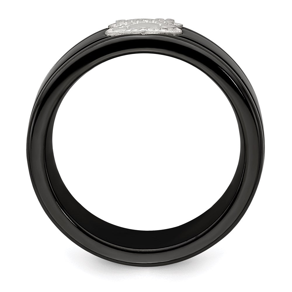 Edward Mirell Black Ti Blue Anodized w/ SS Police Shield Tag 10mm Band