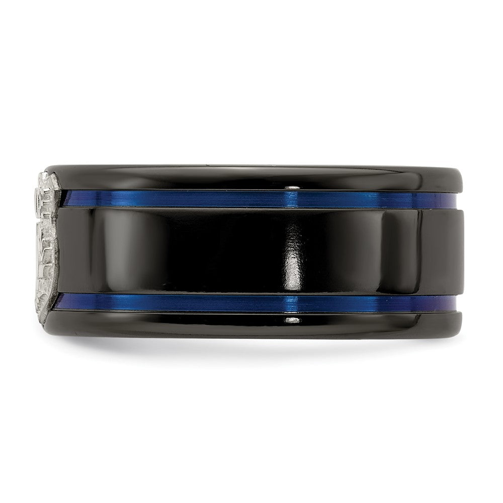 Edward Mirell Black Ti Blue Anodized w/ SS Police Shield Tag 10mm Band