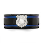 Edward Mirell Black Ti Blue Anodized w/ SS Police Shield Tag 10mm Band