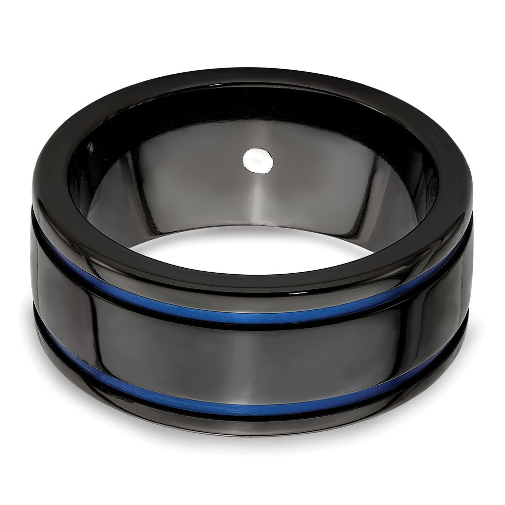 Edward Mirell Black Ti Blue Anodized w/ SS Police Shield Tag 10mm Band
