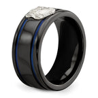 Edward Mirell Black Ti Blue Anodized w/ SS Police Shield Tag 10mm Band