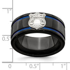 Edward Mirell Black Ti Blue Anodized w/ SS Police Shield Tag 10mm Band
