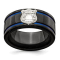 Edward Mirell Black Ti Blue Anodized w/ SS Police Shield Tag 10mm Band
