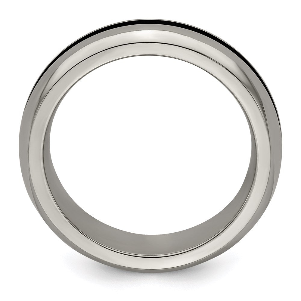 Edward Mirell Titanium with Blue Anodized Center Stripe Domed 6mm Band