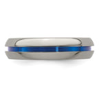 Edward Mirell Titanium with Blue Anodized Center Stripe Domed 6mm Band