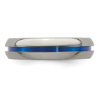 Edward Mirell Titanium with Blue Anodized Center Stripe Domed 6mm Band