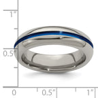 Edward Mirell Titanium with Blue Anodized Center Stripe Domed 6mm Band