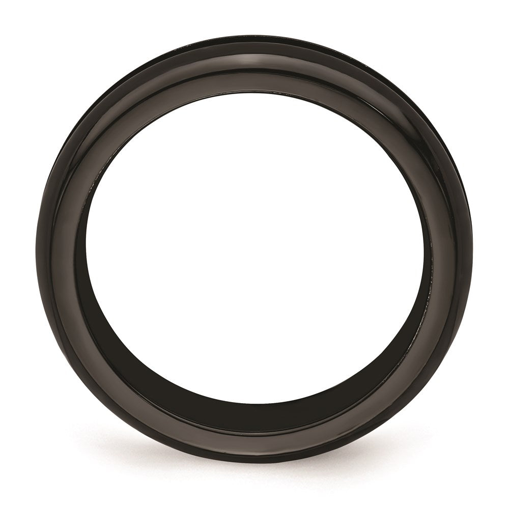 Edward Mirell Black Ti with Blue Anodized Center Stripe Domed 6mm Band