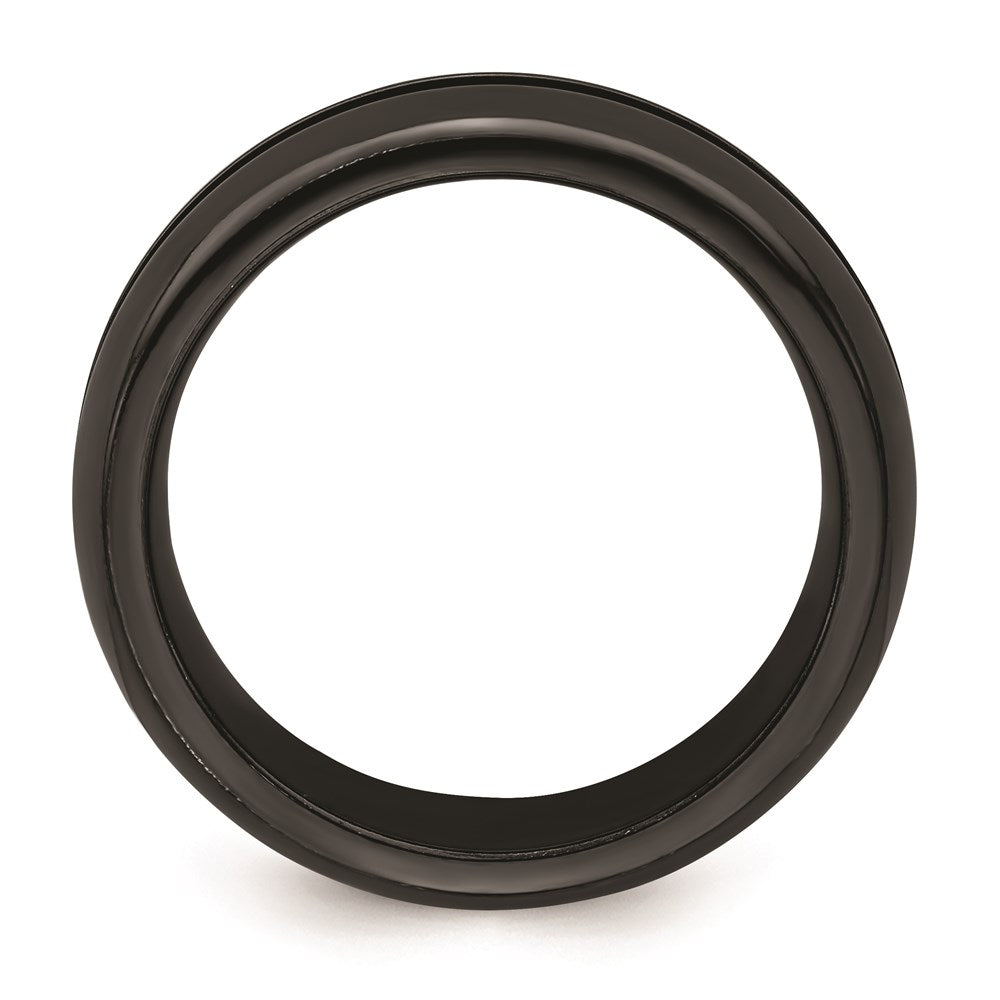Edward Mirell Black Ti with Blue Anodized Center Stripe Domed 7mm Band