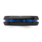 Edward Mirell Black Ti with Blue Anodized Center Stripe Domed 7mm Band