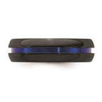 Edward Mirell Black Ti with Blue Anodized Center Stripe Domed 7mm Band