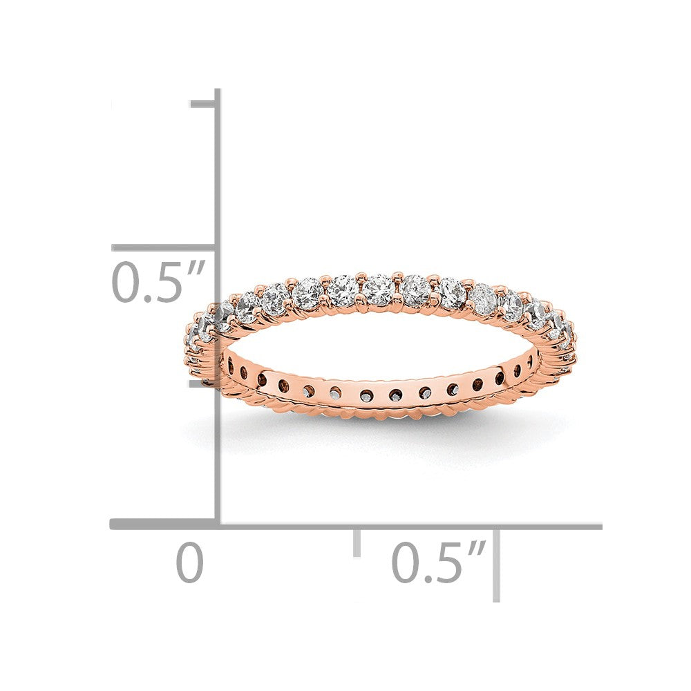 14k Rose Gold Polished Shared Prong 1/2 carat Diamond Complete Eternity Band