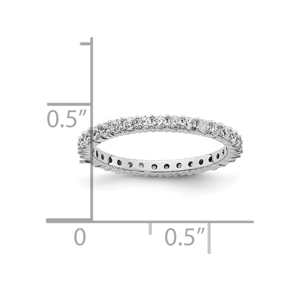 14k White Gold Polished Shared Prong 1/2 carat Diamond Complete Eternity Band