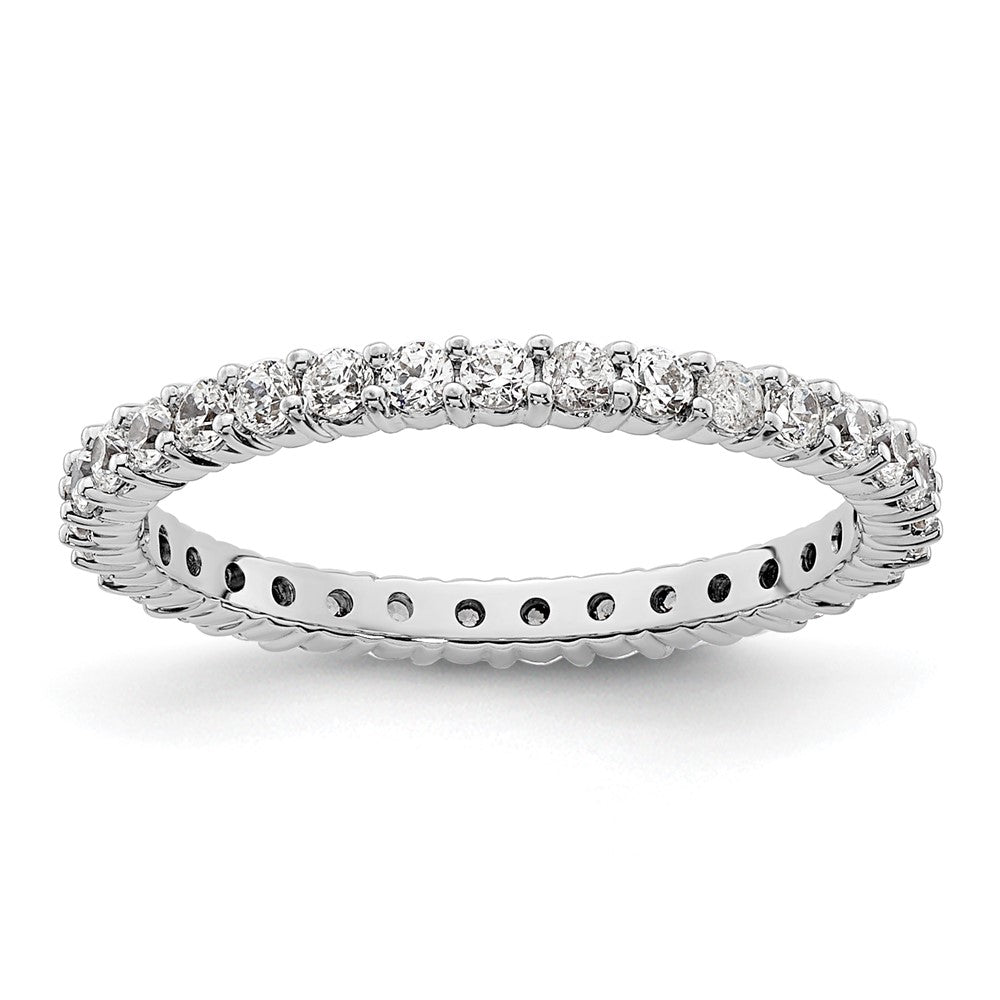 14k White Gold Polished Shared Prong 1/2 carat Diamond Complete Eternity Band