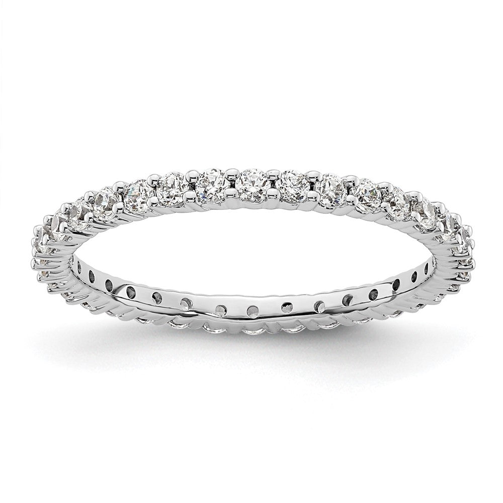 14k White Gold Polished Shared Prong 1/2 carat Diamond Complete Eternity Band