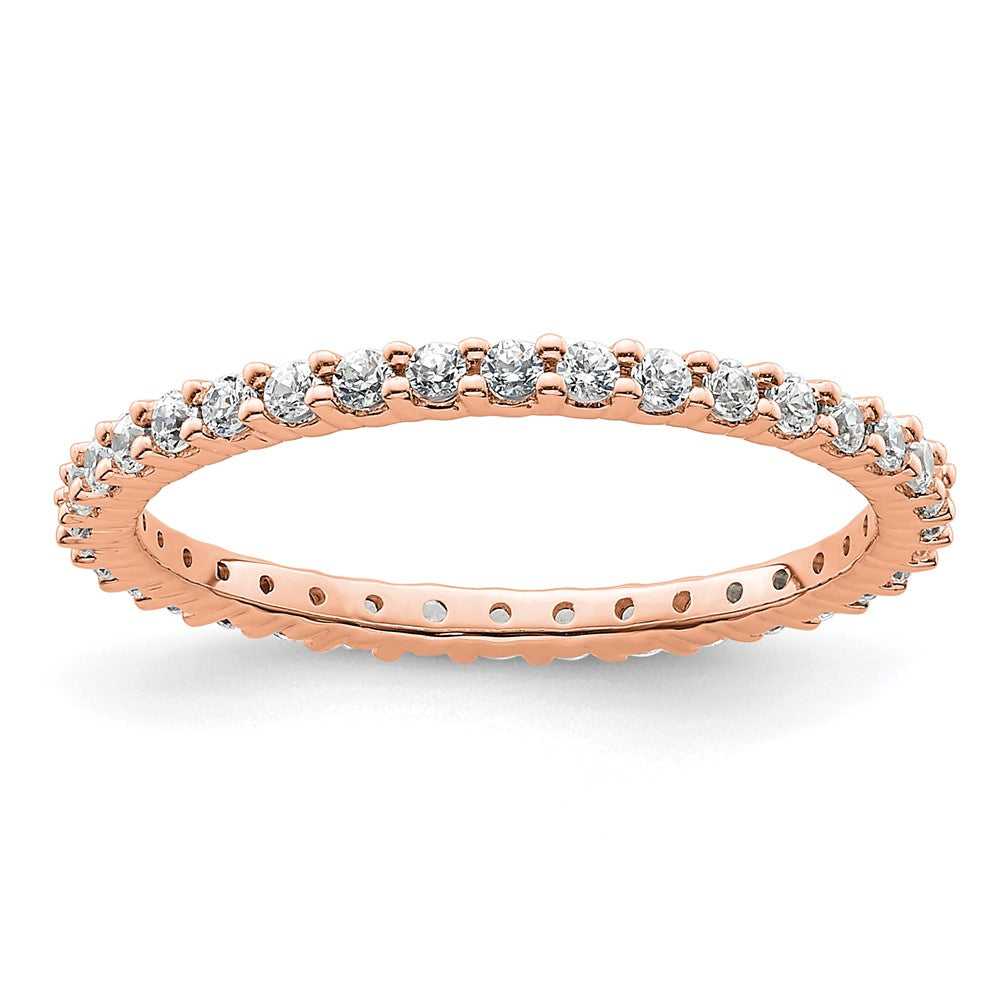 14k Rose Gold Polished Shared Prong 1/2 carat Diamond Complete Eternity Band