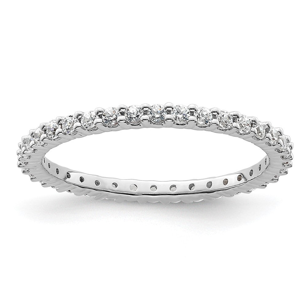 14k White Gold Polished Shared Prong 1/2 carat Diamond Complete Eternity Band