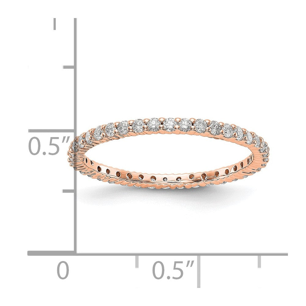 14k Rose Gold Polished Shared Prong 1/2 carat Diamond Complete Eternity Band