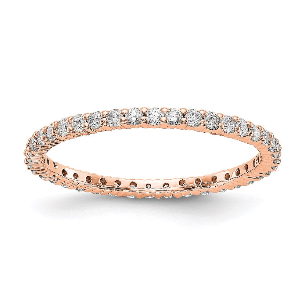 14k Rose Gold Polished Shared Prong 1/2 carat Diamond Complete Eternity Band
