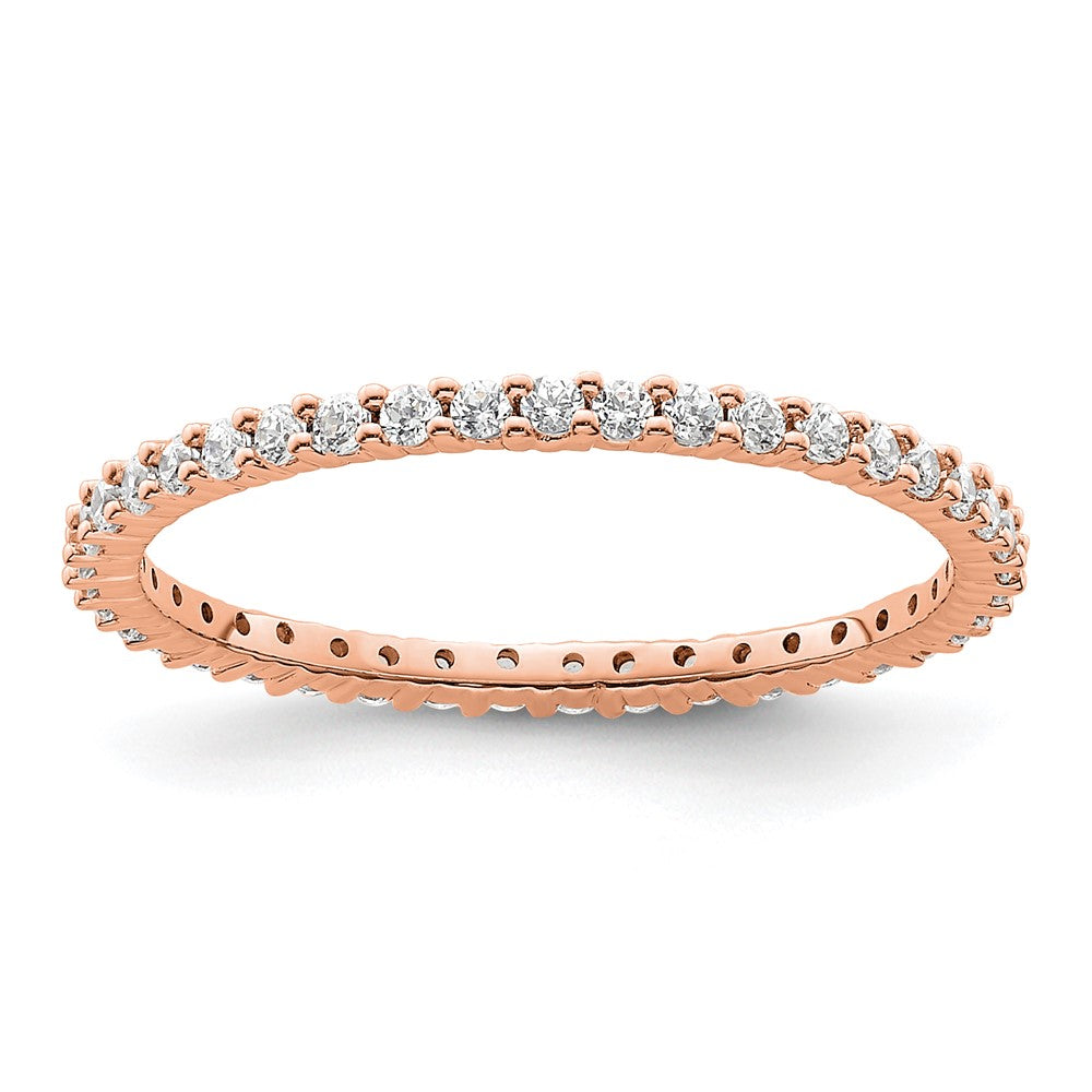 14k Rose Gold Polished Shared Prong 1/2 carat Diamond Complete Eternity Band