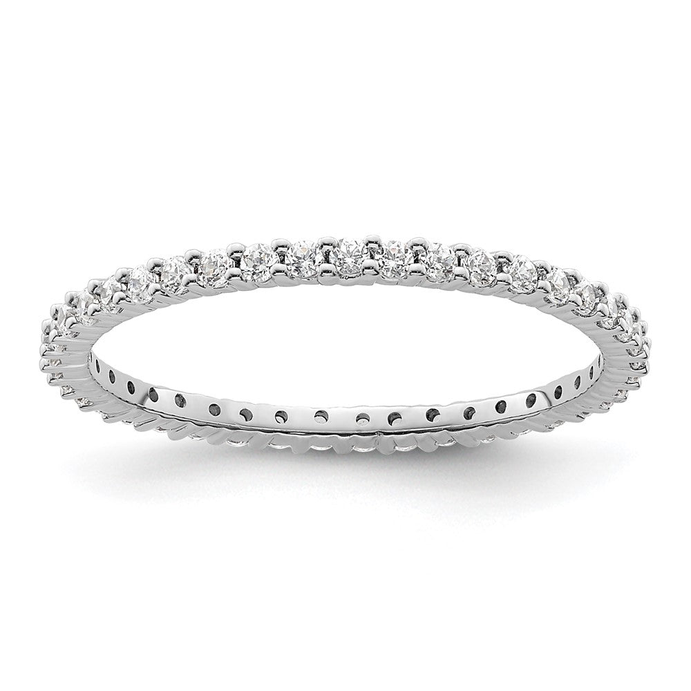 14k White Gold Polished Shared Prong 1/2 carat Diamond Complete Eternity Band